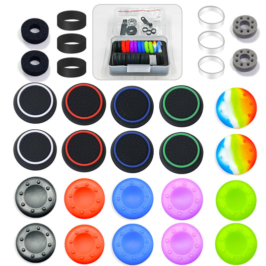ZHI-NYLLDJS 30-Piece Thumb Grip Caps for PS5/4, Xbox, Switch - Black & Colorful Joystick Accessories