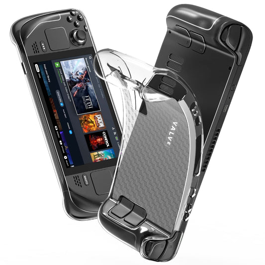 Protective Case for Steam Deck 2022  HEYSTOP Steam Deck Case Clear  TPU Soft Cover Protector with Full Protection  Shock-Absorption  Anti-Slip & Scratch Design  Steam Deck Accessories