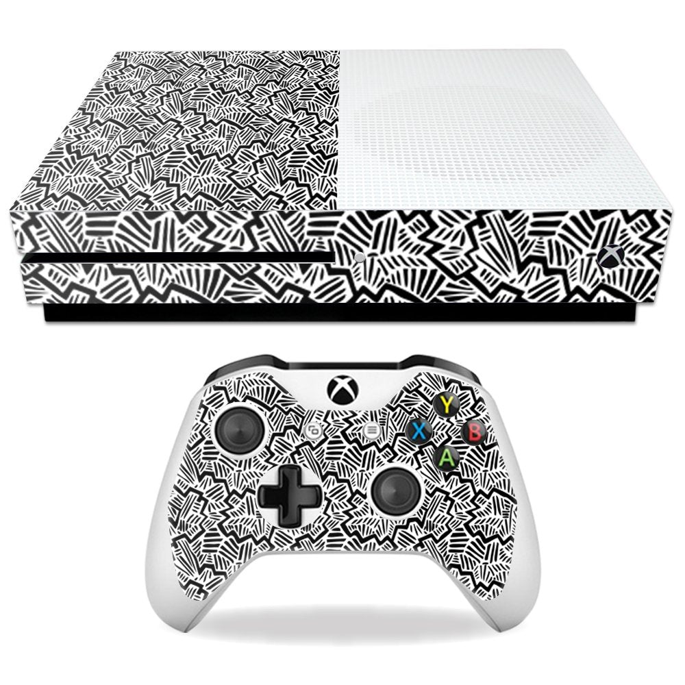 MightySkins Skin Compatible with Microsoft Xbox One S - Abstract Black | Protective, Durable, and Unique Vinyl Decal wrap Cover 