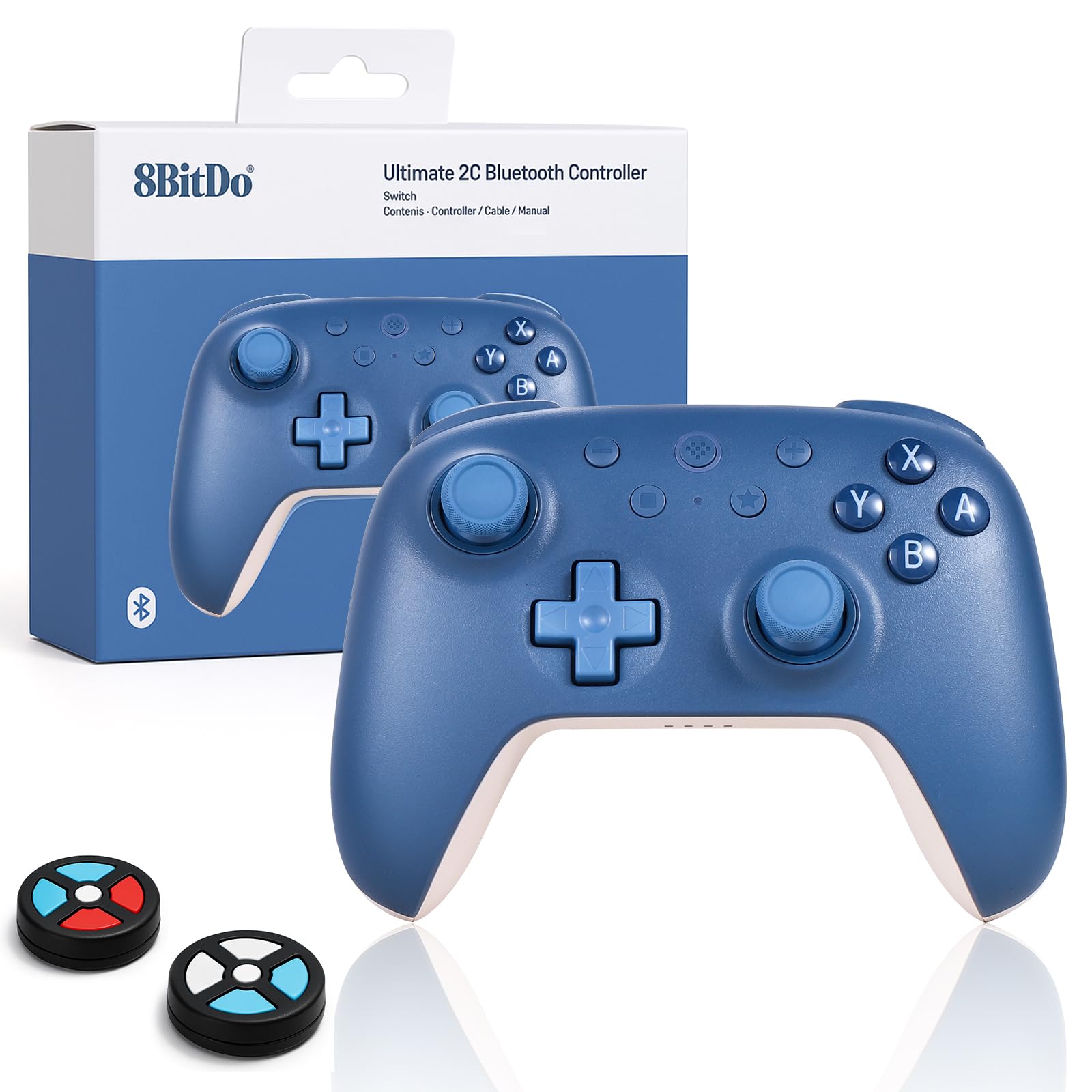 8Bitdo Ultimate 2C Bluetooth Controller for Switch/Switch 2 - Wireless Gaming Controller with Hall Effect Joysticks  6-Axis Motion Control  Remappable L4/R4 Bumpers & Turbo Function(Dark Blue)