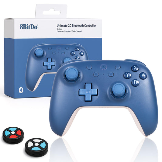 8Bitdo Ultimate 2C Bluetooth Controller for Switch/Switch 2 - Wireless Gaming Controller with Hall Effect Joysticks  6-Axis Motion Control  Remappable L4/R4 Bumpers & Turbo Function(Dark Blue)