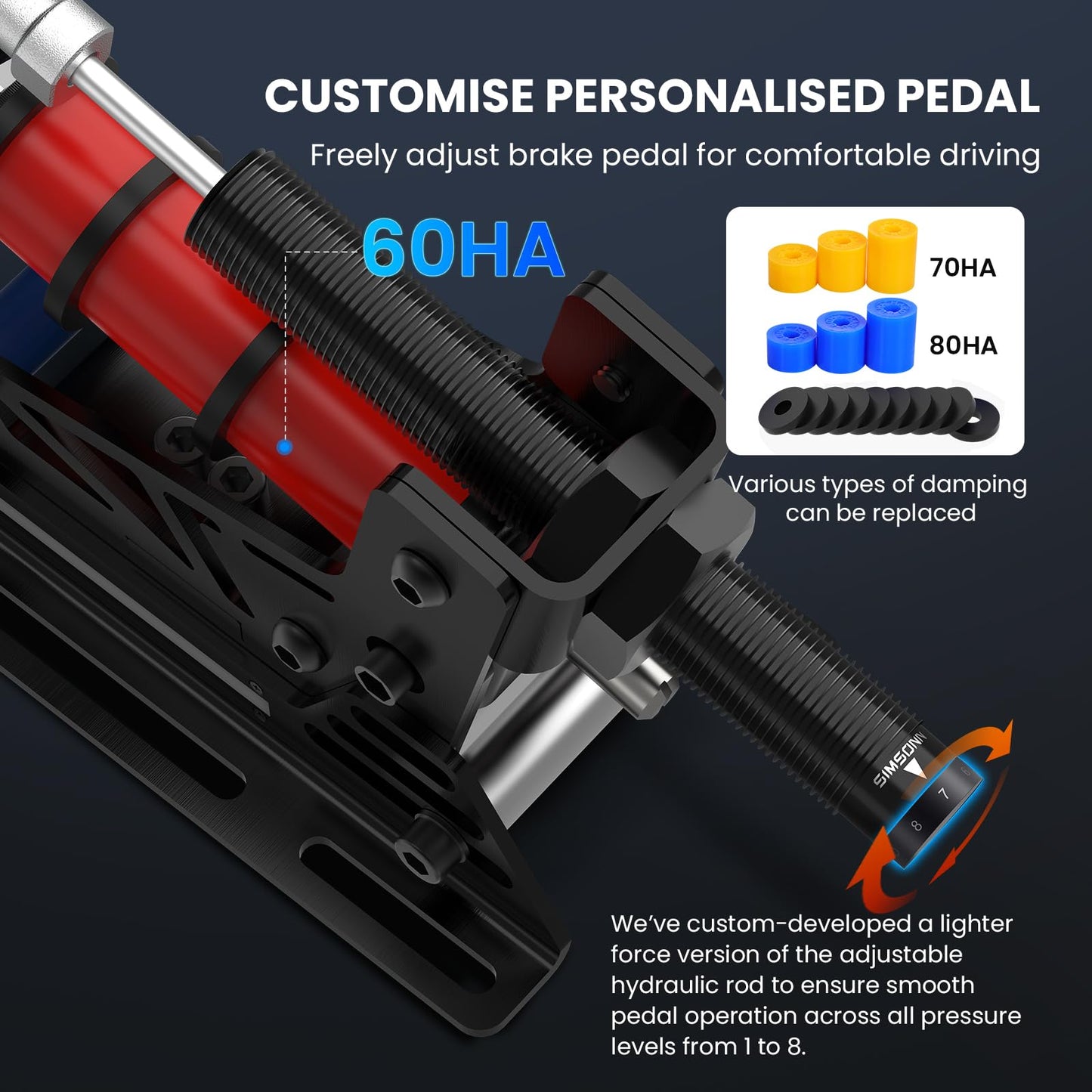 SIMSONN PRO X Sim Racing Pedals - Hydraulic Load Cell, PC Compatible, Model P2-H2-1, Includes Heightening Board