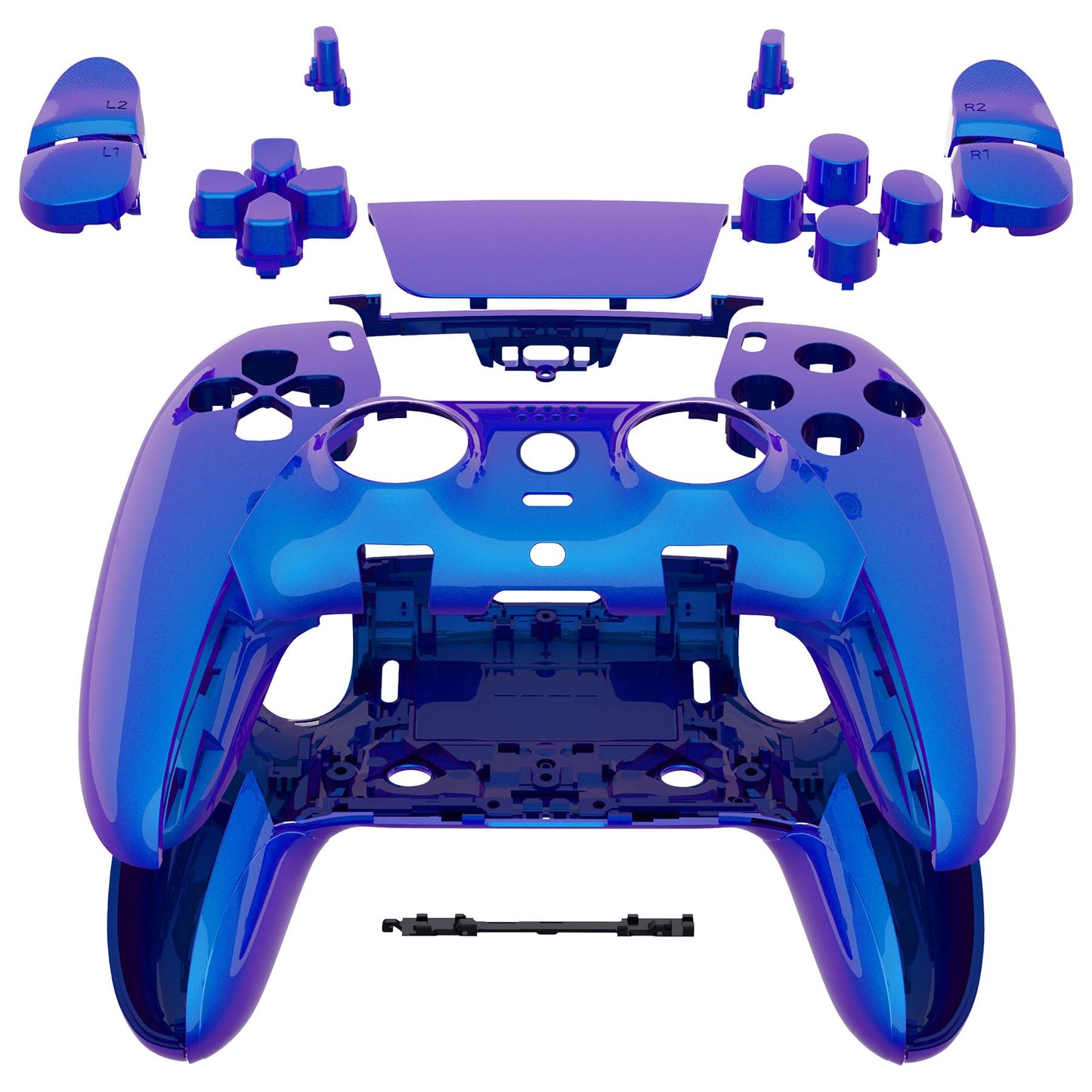 eXtremeRate Full Set Shell with Buttons Touchpad Compatible with ps5 Edge Controller  Chameleon Purple Blue Replacement Decorative Trim Shell Front Back Plates Compatible with ps5 Edge Controller