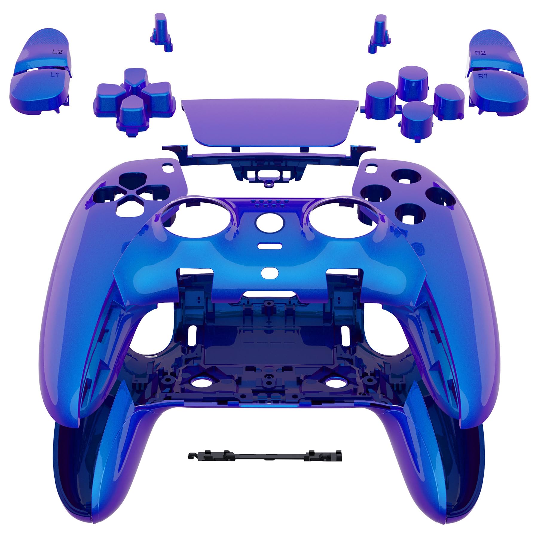 eXtremeRate Full Set Shell with Buttons Touchpad Compatible with ps5 Edge Controller  Chameleon Purple Blue Replacement Decorative Trim Shell Front Back Plates Compatible with ps5 Edge Controller