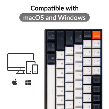 Keychron K2 75% Mechanical Keyboard - Hot-swappable Gateron G Pro Brown Switch, Bluetooth/Wired, RGB Backlit, Mac/Windows Compatible