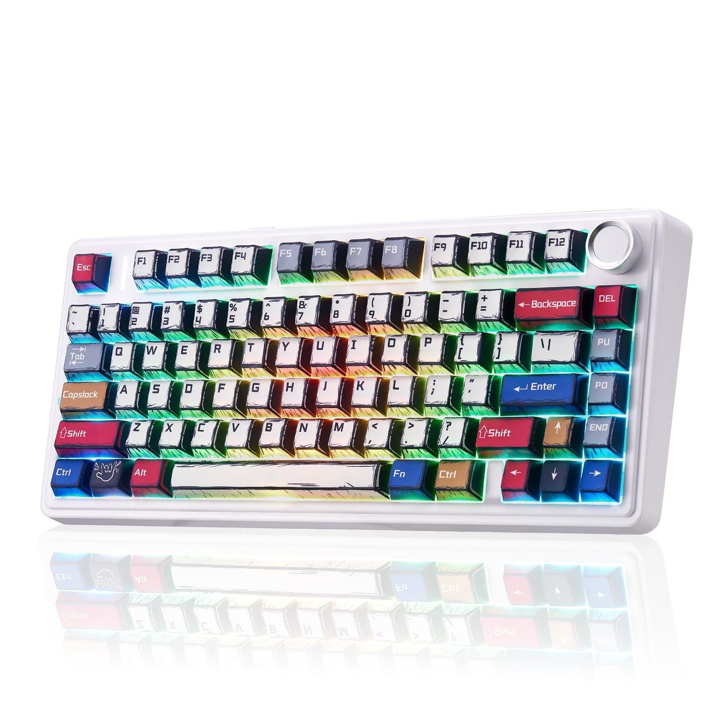 LEOBOG Aula F75 Wireless Mechanical Gaming Keyboard, 75% Layout, RGB Backlit, Hot Swappable, Bluetooth/2.4GHz, Creamy Sound - Reaper Switches