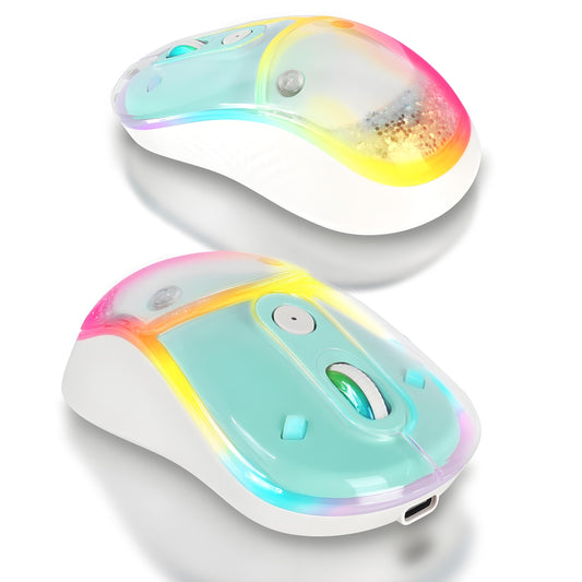 elec Space Wireless Bluetooth Mouse - Rechargeable, Silent, RGB Lighting, Ergonomic Design - Green