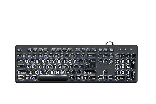 M MC Saite MCSaite Wired Backlit USB Keyboard - 104 Keys Standard Full Size with White LED Large Letter Print Keyboard for Windo