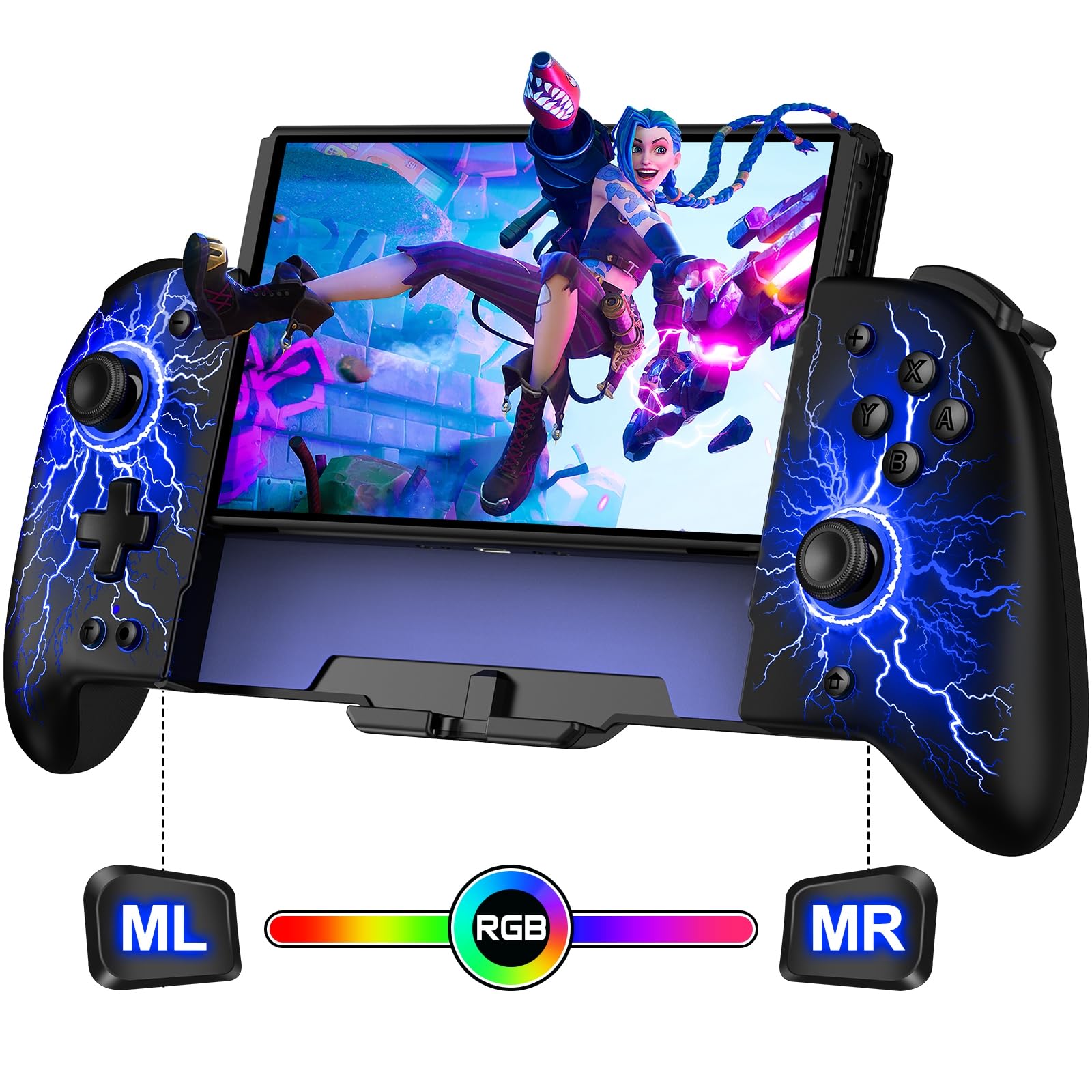Switch Controllers for Nintendo Switch/OLED, Hall Effect Switch Full-Size Ergonomic Controller for Handheld Mode, One-Piece Joyp