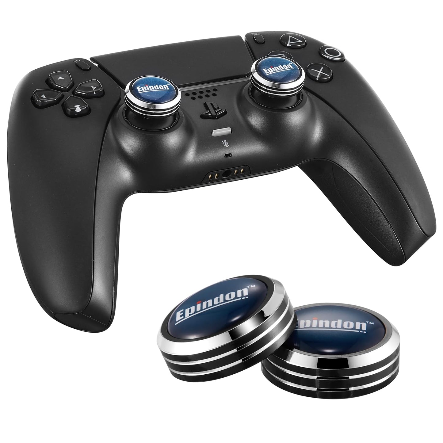 Epindon Cap-Con for PlayStation DualSense/DualSense Edge Wireless Controller(PS5) Blue&Black  2-PACK