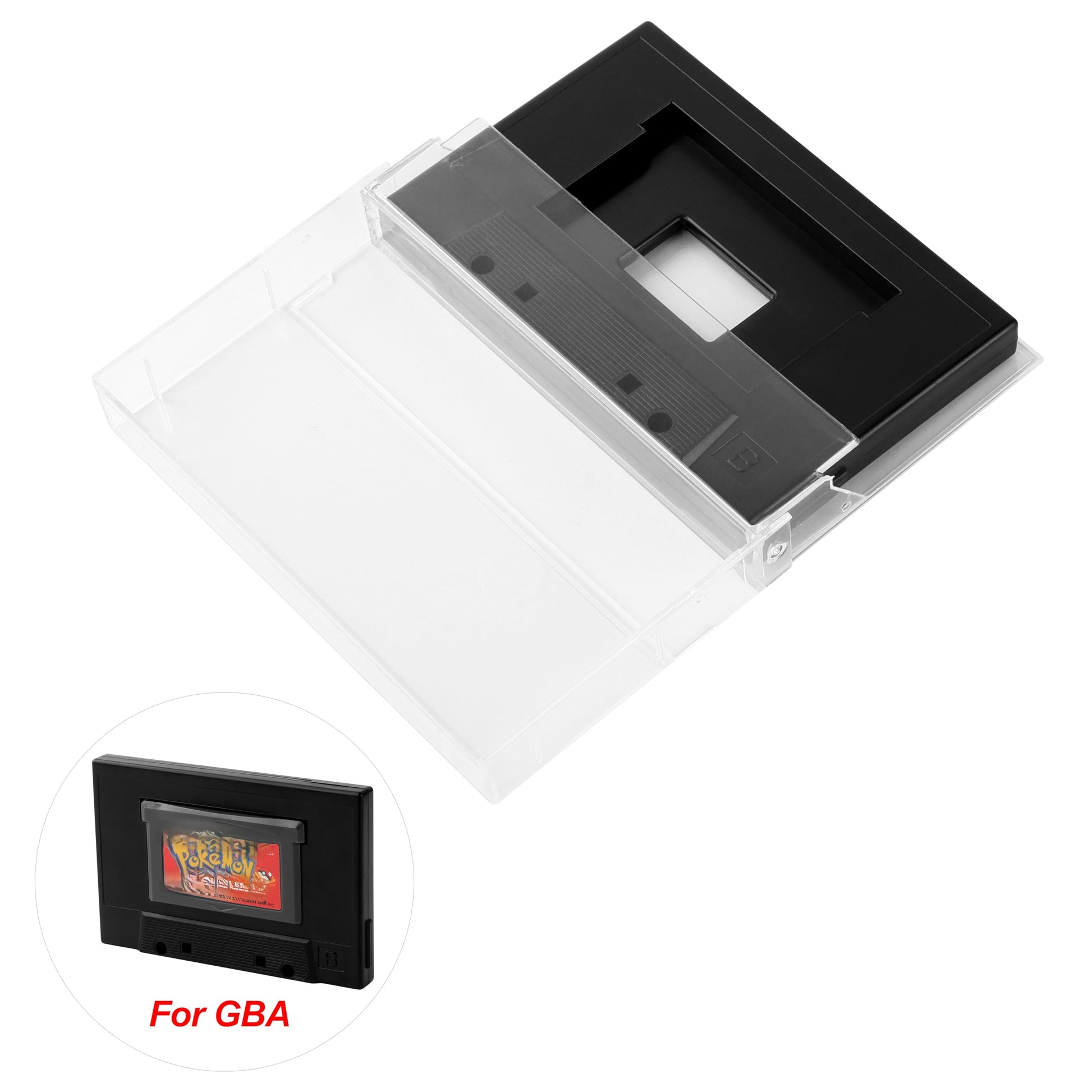 GBA Game Cartridge Case Compatible with Nintendo Game Boy Advance Cartridges  Transparent Outer Shell with Black Inner Tray  Protective Storage for Single Game Card