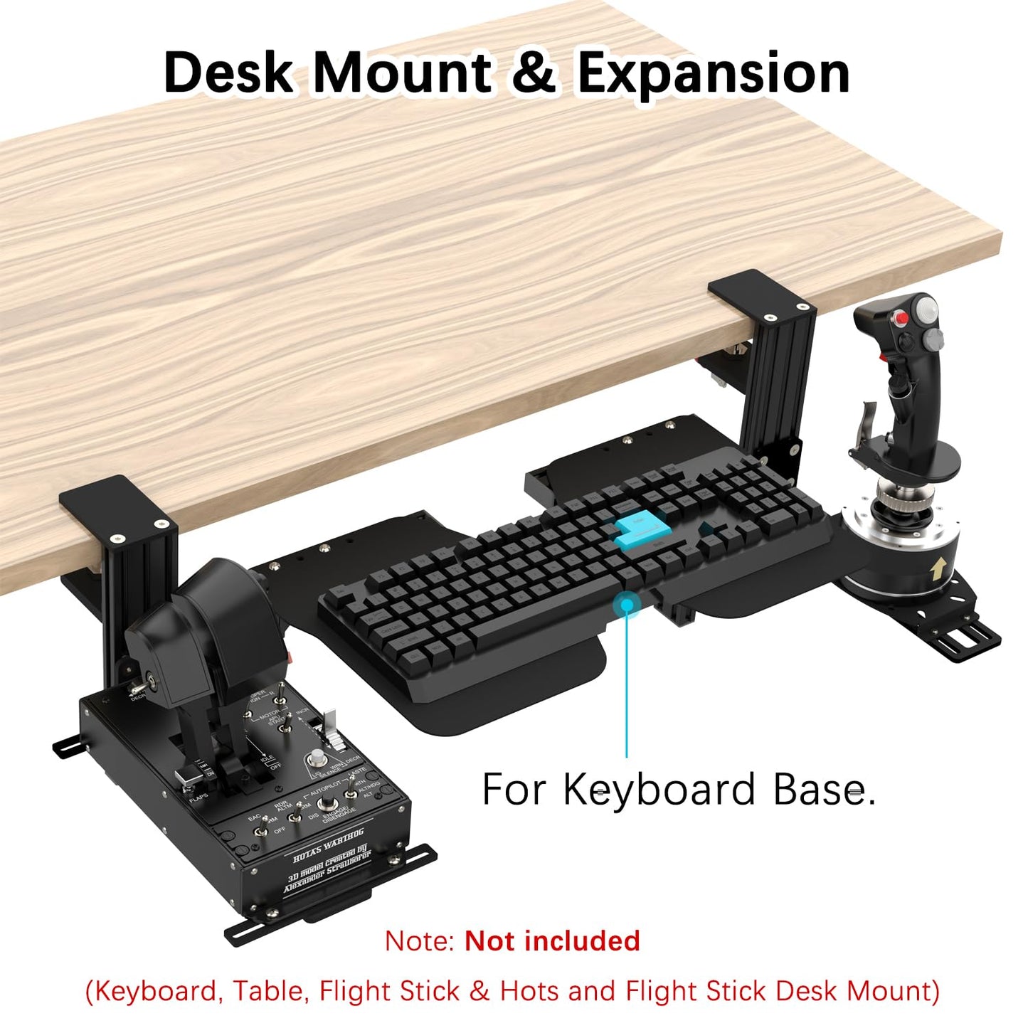 EG STARTS Metal Mouse Pads Mount Holder Platform for HOTAS Joystick, 10.6L x 9.4W inches, Black, Compatible with Flight Simulation Setup