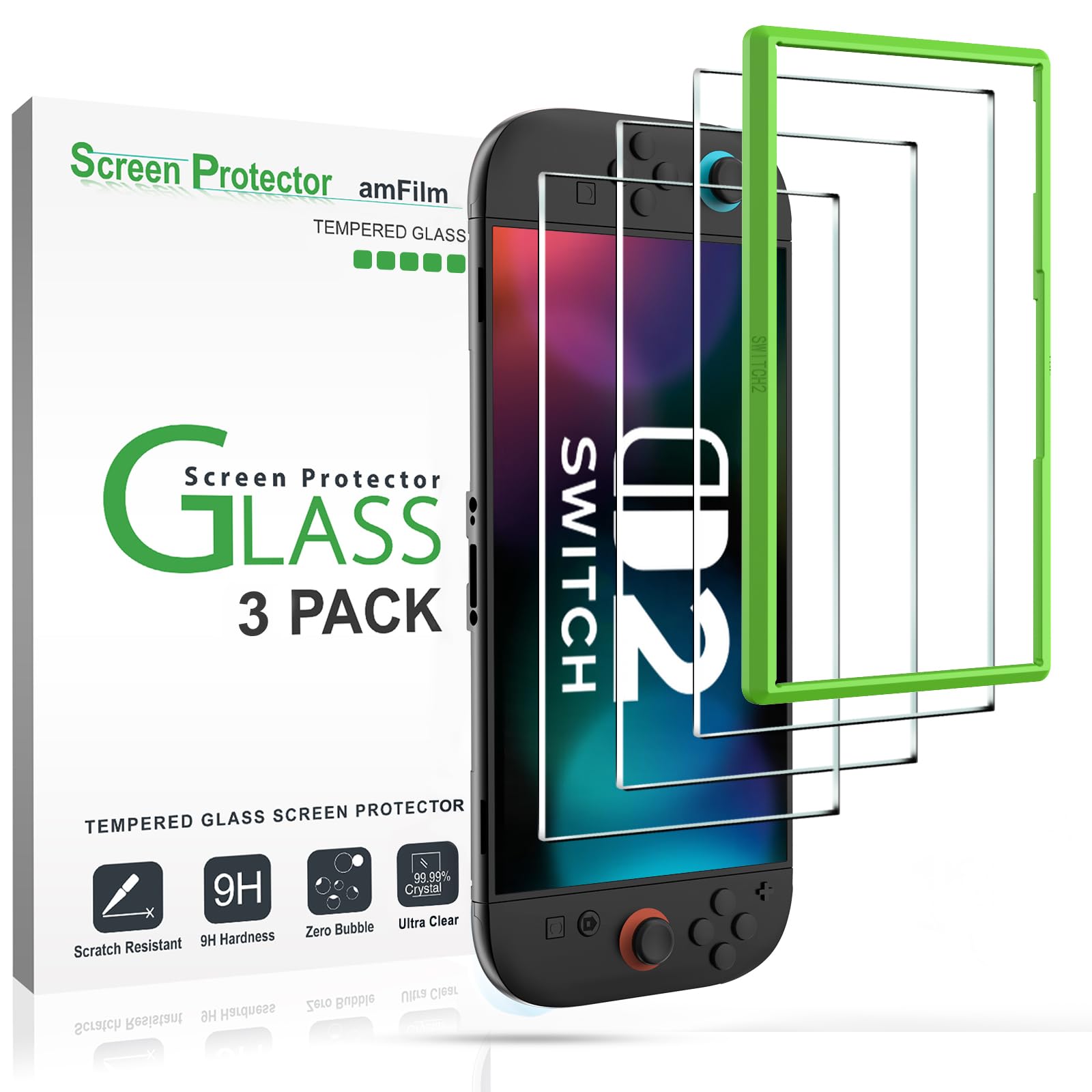 amFilm Tempered Glass Screen Protector Compatible with Nintendo Switch 2 7.9  2025 (3-Pack) (SWTCH2-7.9 )
