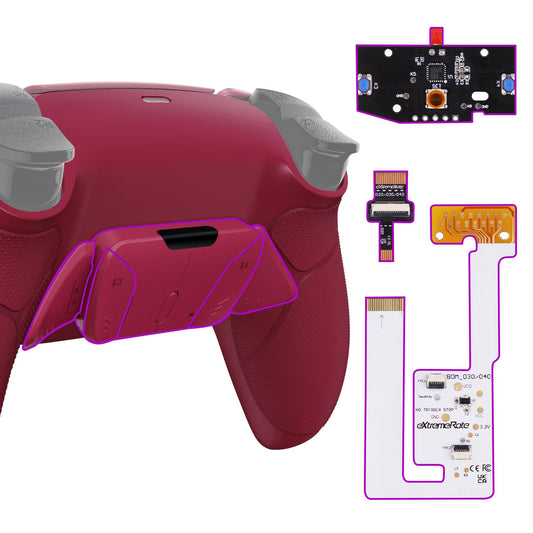 eXtremeRate Cosmic Red Rubberized Grip Programable RISE4 V3 Remap Kit for PS5 Controller BDM-030 040 050 Models  Upgrade Board Redesigned Bottom Shell 4 Back Buttons Set for PS5 Controller