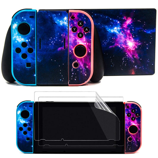 TAIFOND Galaxy Decals Stickers Set + 2 Screen Protectors for Nintendo Switch Console & Joy-Con - Blue, Model TAIFOND-0916