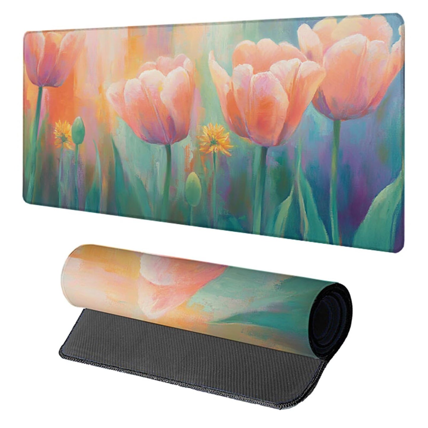 Flower Mouse Pad, Gaming Mouse Pad 64x32in, Desk Mat with Stitched Edges, Large Mousepad Waterproof, Gaming Accessories Keyboard