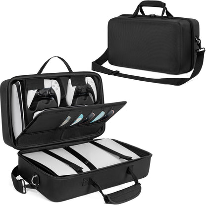 OUUTMEE PS5 Pro Hard Shell Carrying Case - Travel Bag for PlayStation 5 Pro, Games & Accessories - Black, Model V34-Pro