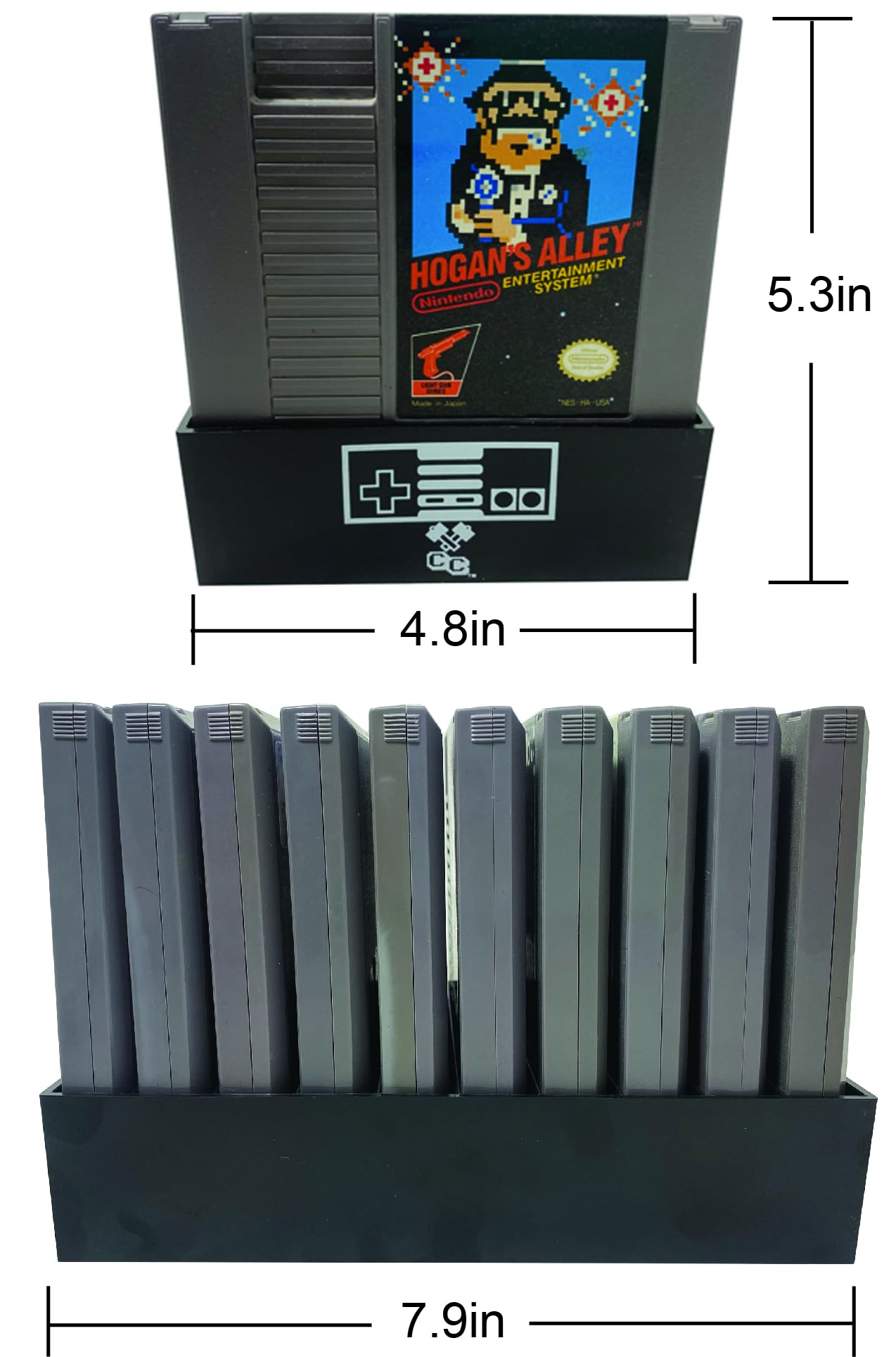 Collector Craft NES Compatible Cartridge Holder - Black, Holds 10 Games, Retro Video Game Storage for Nintendo NTSC/PAL