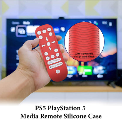 GEEKRIA Remote Control Cover for Sony PS5 - Silicone Skin Sleeve, Shock-Absorbent, Washable, Full Body Protection, Red