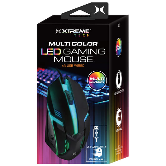 Xtreme Multicolor LED Gaming Mouse  Color Fade Lighting Effect  1000 Max DPI  Scroll Wheel  Fast and Easy Installation to Your Computers USB Port