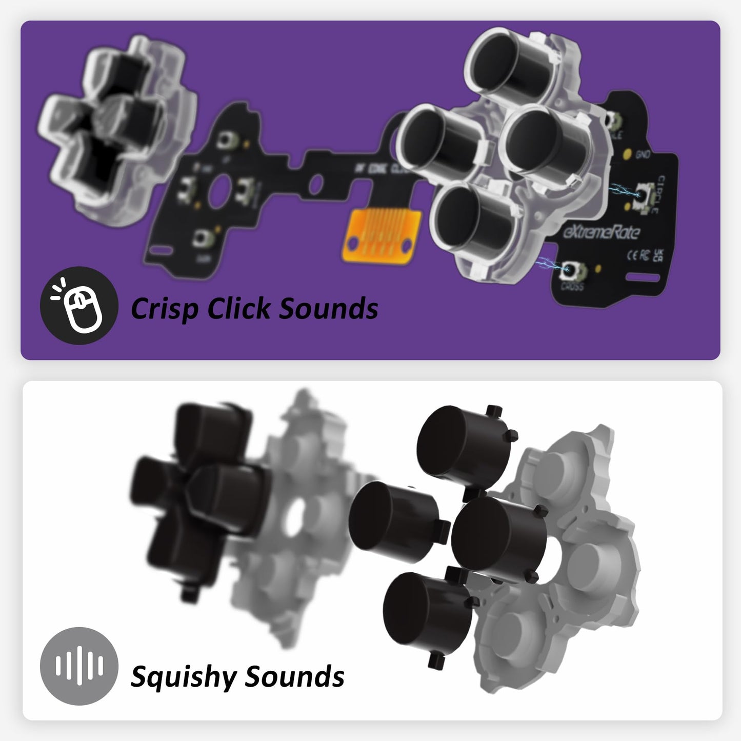 eXtremeRate PS5 Edge Face Buttons Clicky Kit - Custom Tactile Dpad Action Buttons, Model DHYEG001, P5 Edge Face Clicky Kit