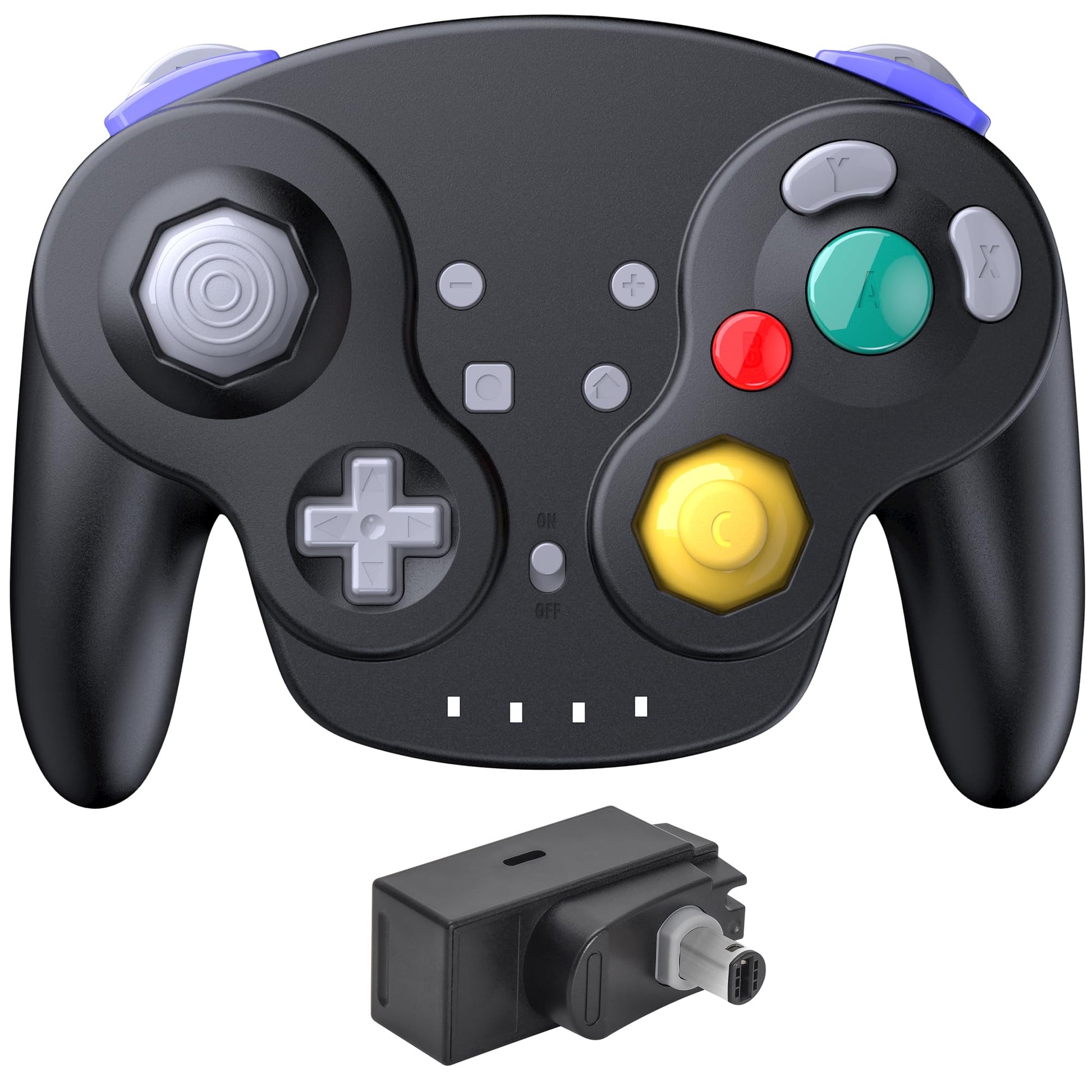 2.4 GHz Wireless GameCube Controller  for NGC GameCube Console (Built-in Rumble) (Analog Stick) (Analog Triggers) (Rechargeable) (Plug and Play) Black