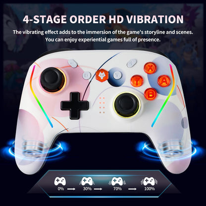 NBCP Wireless Gaming Controller Pro for Switch - 2 Macro Buttons, 1000Hz Polling, 7-Color RGB Light, Compatible with PC, Android & iOS