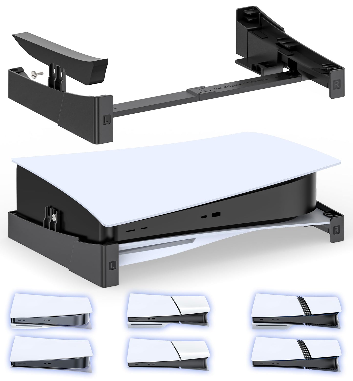 OIVO PS5/ Slim/Pro Horizontal Stand for Disc & Digital Console  Stable PS5 Accessories Base Stand with Upgraded Support Rods on Bottom & Scalable Design for PlayStation 5 Console-Black
