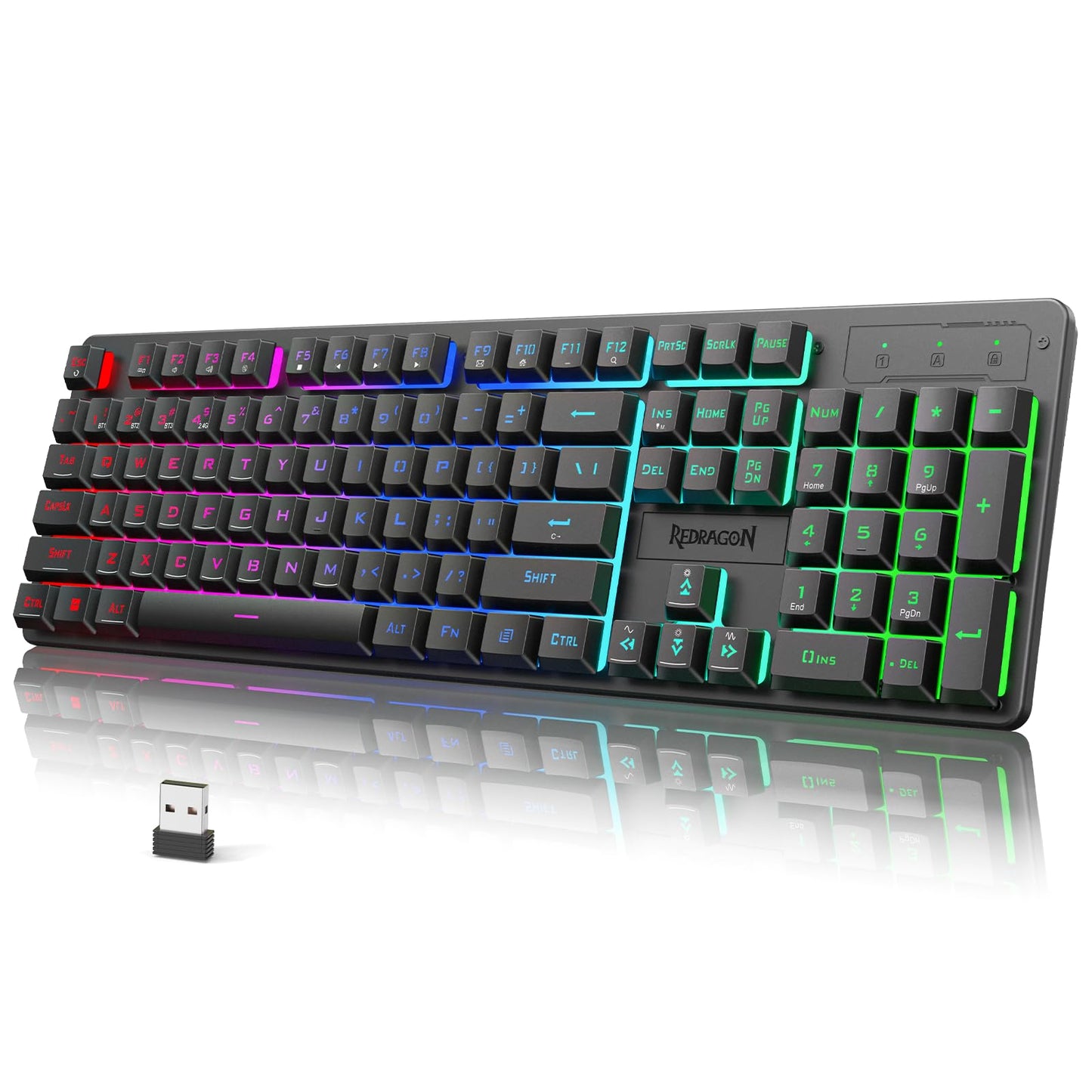 Redragon K521KS Wireless Gaming Keyboard  Tri-Mode BT/2.4G/USB-C RGB Mechanical Feeling Keyboard with Multimedia Keys  4000mAh Battery  Anti-Ghosting  Compatible with PC - Upgrade