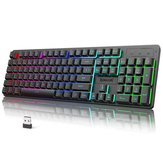 Redragon K521KS Wireless Gaming Keyboard  Tri-Mode BT/2.4G/USB-C RGB Mechanical Feeling Keyboard with Multimedia Keys  4000mAh Battery  Anti-Ghosting  Compatible with PC - Upgrade