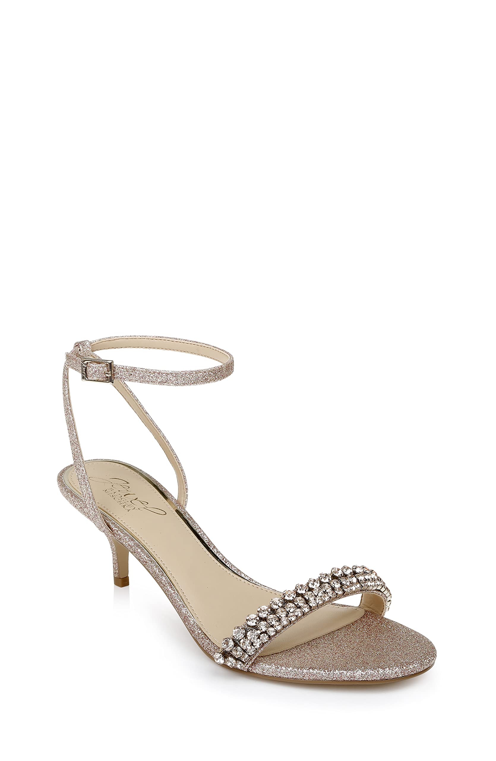 Jewel Badgley Mischka Loren Kitten Heel, Size 6.5, Rose Gold, Model JW4224