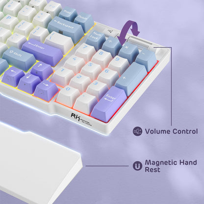 RK ROYAL KLUDGE RK96 90% Mechanical Keyboard, Tactile Pale Green Switch, RGB, Wireless BT5.0/2.4G, Taro Milk White, Hot Sw