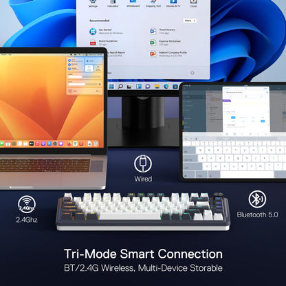 Redragon K673 PRO 75% Wireless Mechanical Keyboard - 81 Keys, RGB, Gasket Design, Abyssal Blue, Hot-Swap, Linear Red Switch