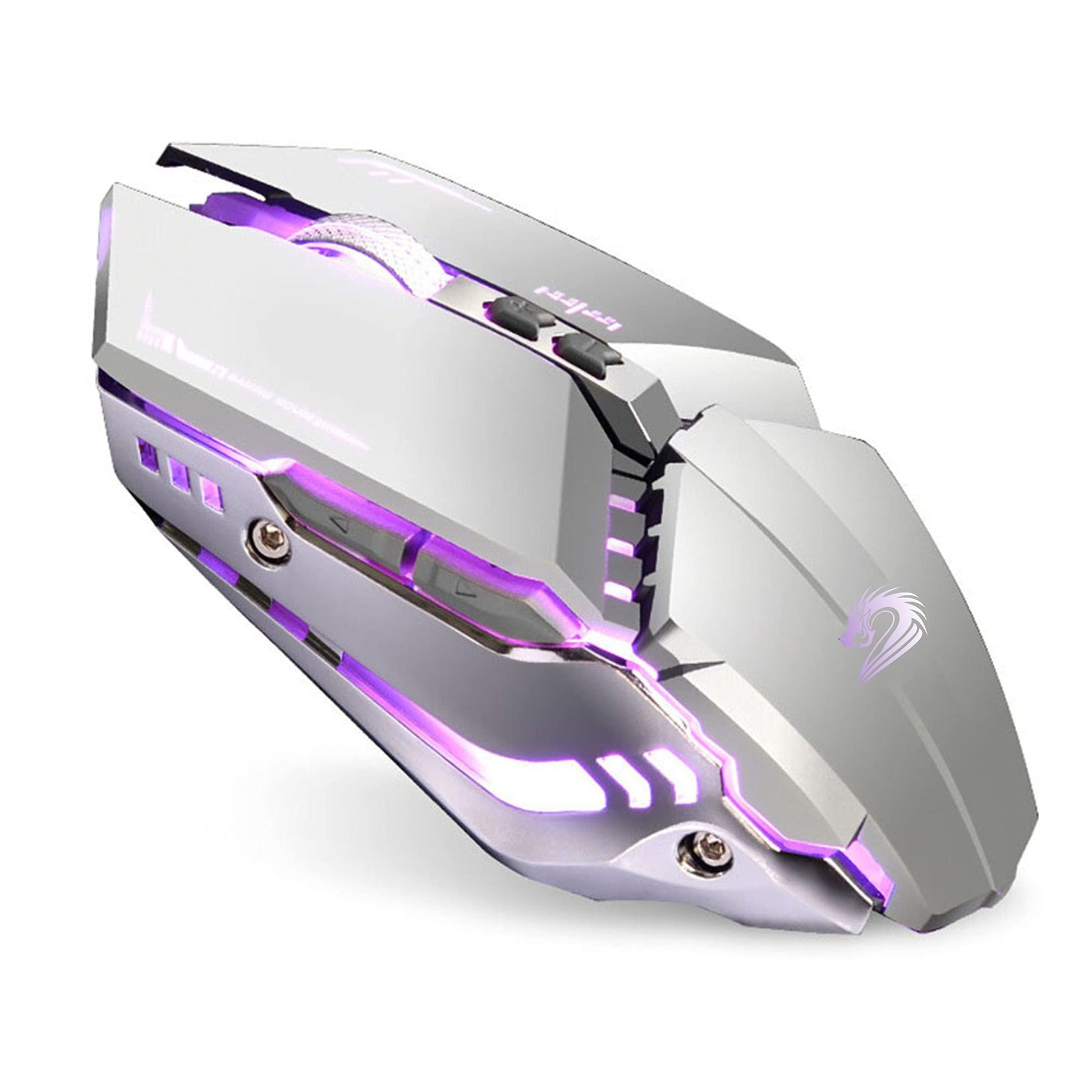 TENMOS T12 Wireless Gaming Mouse, Rechargeable, 2.4G, Silent, 3 Adjustable DPI, Silver