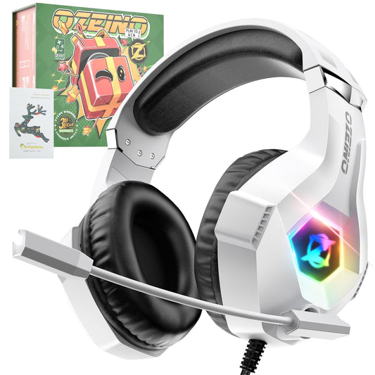 Ozeino Gaming Headset for PC, Ps4, Ps5, Xbox with Christmas Boxes, 7.1 Surround Sound Gaming Headphones with LED Light Over Ear 