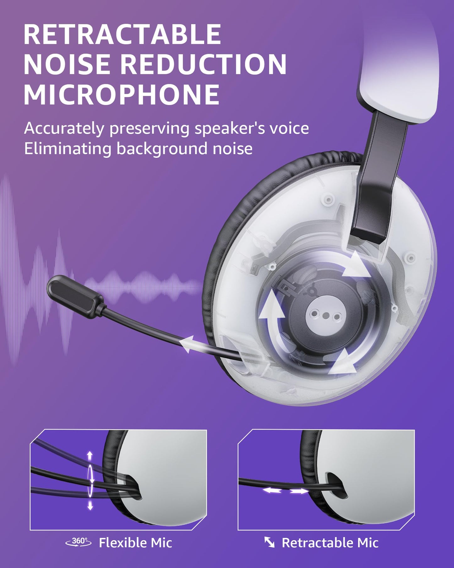 OPUTIK Wireless Gaming Headset BL500 - 2.4GHz/Bluetooth, Black, Mic for PC, PS4, PS5, Switch