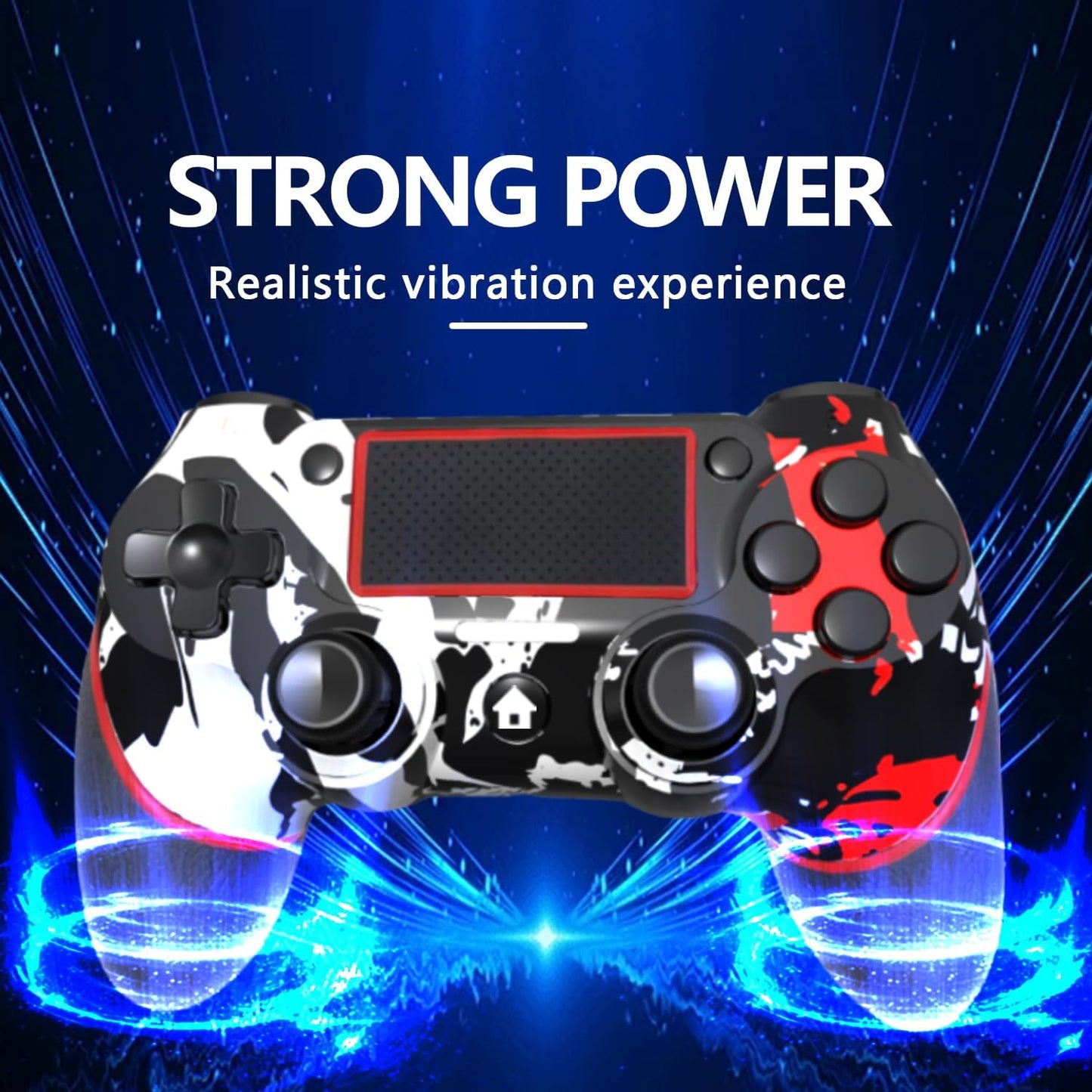 SZDILONG Wireless Controller for PS4/Pro/Slim/PC, Flame Red, with Touchpad, Headphone Jack, Motion Control, Charging Cable