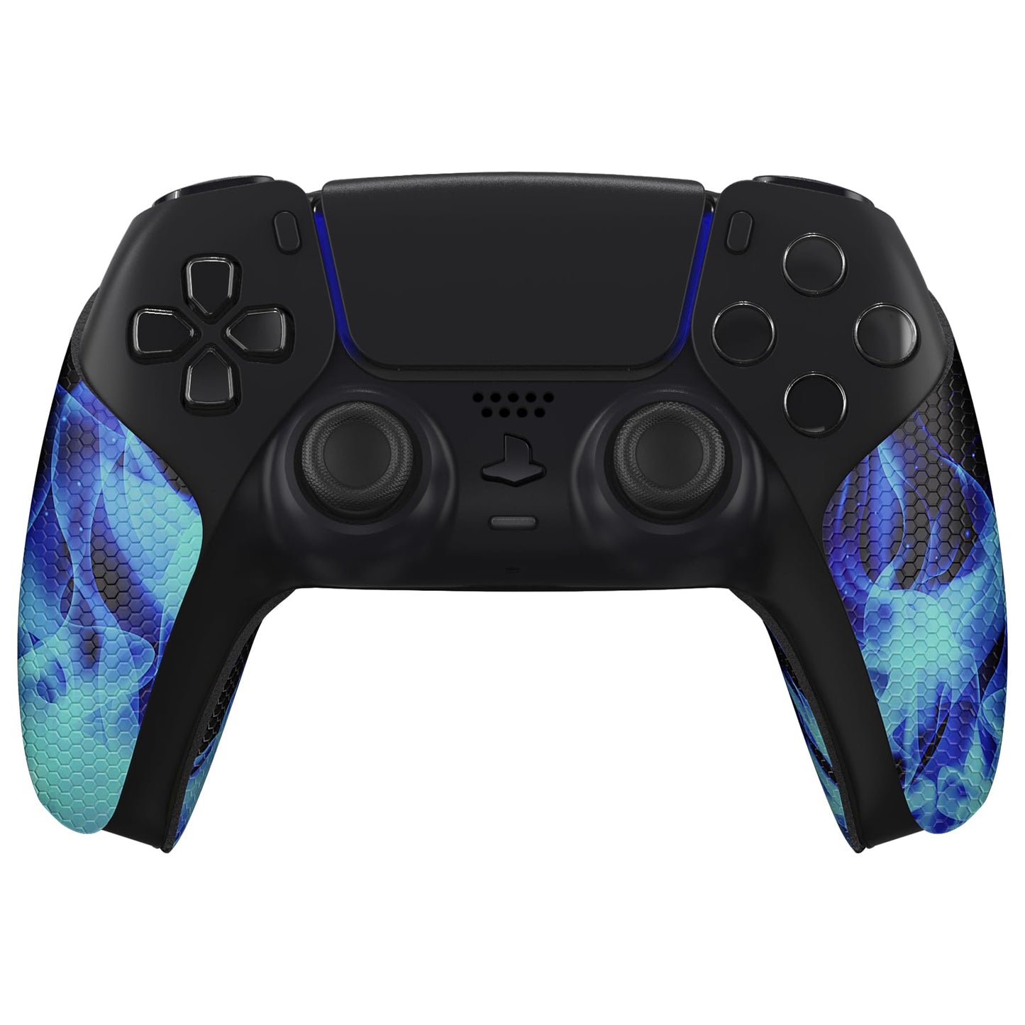 eXtremeRate PlayVital Anti-Skid Sweat-Absorbent Controller Grip for ps5 Controller  Professional Textured Soft Rubber Pads Handle Grips for ps5 Controller - Blue Flame