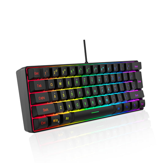 DGG K60 61 Keys RGB Backlit 60% Wired Gaming Keyboard  Ergonomic Waterproof Mini Compact 60 Percent Mechanical Feeling Keyboard  for PC Mac PS4 Xbox Gamer  Typist  Tpartyl