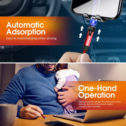 Ankndo Magnetic Charging Cable 7-Pack - 3 in 1 USB Nylon Braided, 1.6FT to 10FT, Red, Model CC56