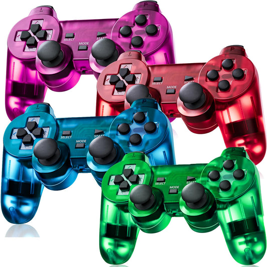 Burcica Wireless Controller for PS2 - Double Vibration - Blue Red Green Purple