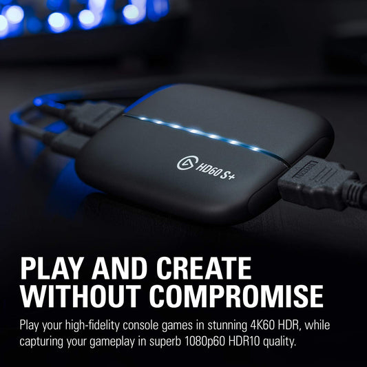 Elgato HD60 S+ External Capture Card - 1080p60 HDR10/4K60 HDR10 - Ultra-Low Latency - Black - Model 10GAR9901
