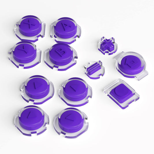 eXtremeRate Replacement Two-Tone Jelly Buttons for JoyCon  Purple & Clear with Symbols Custom Controller ABXY Direction Home Capture + - Keys  DIY Action Face Buttons for Nintendo Switch & Switch OLED