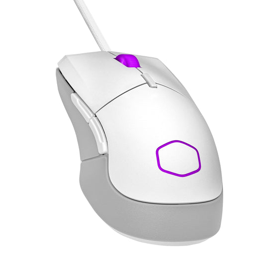 Cooler Master MM310 Wired Gaming Mouse, 12,000 DPI, White Matte, Ultraweave Cable, Optical Sensor, RGB Lighting, 1.6 x 2.8 x