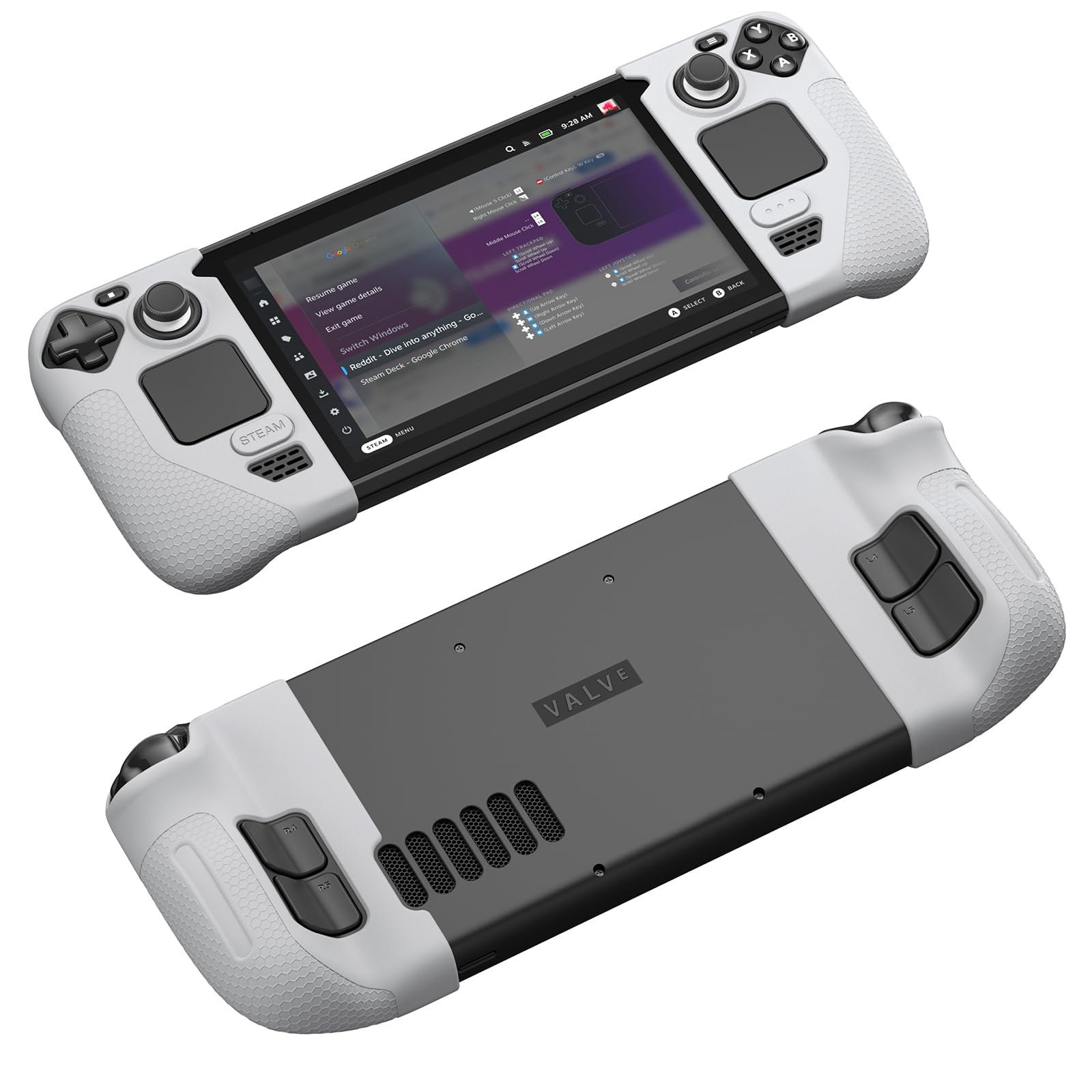 JSAUX Silicone Grip Protection Case for Steam Deck OLED/LCD - Grey GripArmor Sleeve Set (Left & Right)