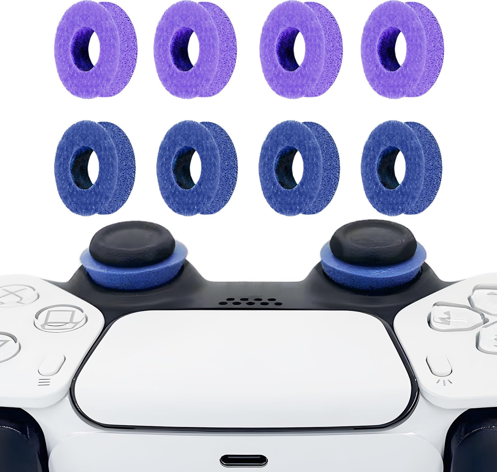 8 Pack Precision Rings for PS4/5  Precision Rings for Xbox  Compatible with Xbox Controllers Accessories-Control with Soft Silicone Rings - Compatible with Fortnite & FPS Games Blue+Purple