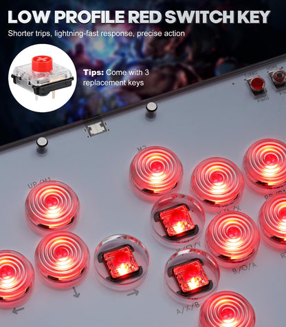 MoKo Haute 42 Leverless Arcade Stick - 16Keys RGB Controller for PC/PS3/PS4/PS5/Switch, White, Model A16, Turbo & Hot Swap Support