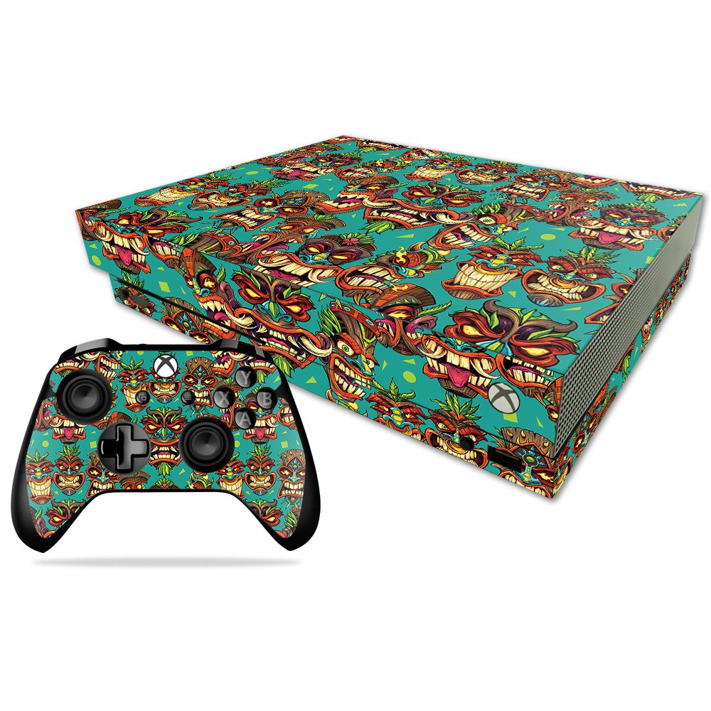 MIGHTY SKINS Xbox One X Skin - Crazy Tikis Vinyl Decal Wrap, Durable & Easy to Apply, Model MIXBONXCMB-Crazy Tikis
