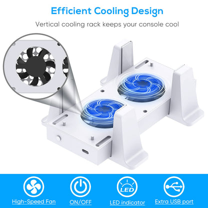 YUANHOT Cooling Stand for Xbox Series S - Dual Purpose Fan Cooler Dock, 3 Adjustable Speeds, 2 USB Ports, White