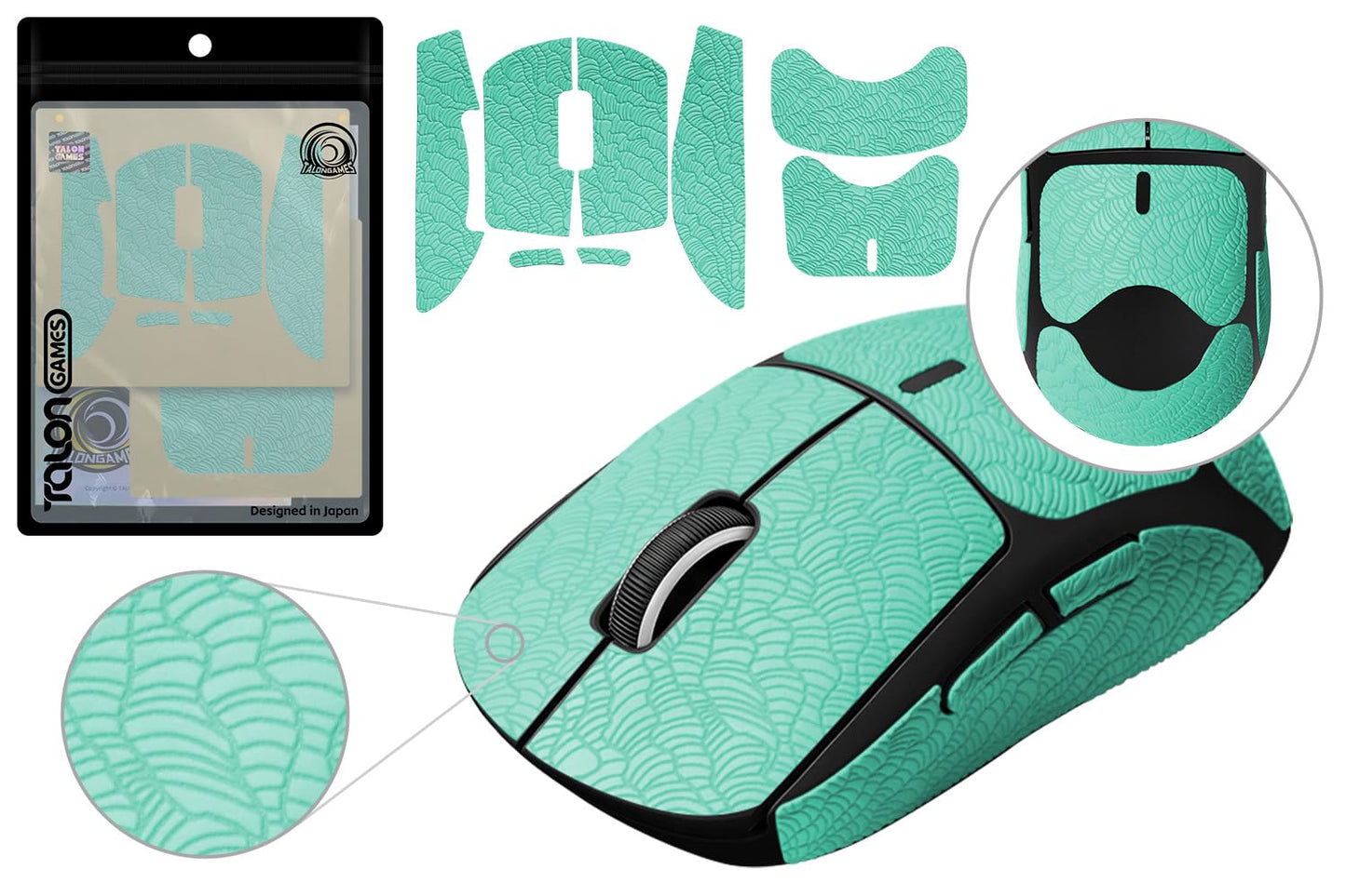 TALONGAMES Grip Upgrade Mouse Anti Slip Grip Tape  Compatible with Logitech G PRO X Superlight Wireless  Superlight 2 Gaming Mouse  Waves Pattern  Sweat Resistant  Cut to Fit  Easy to Apply (Green)